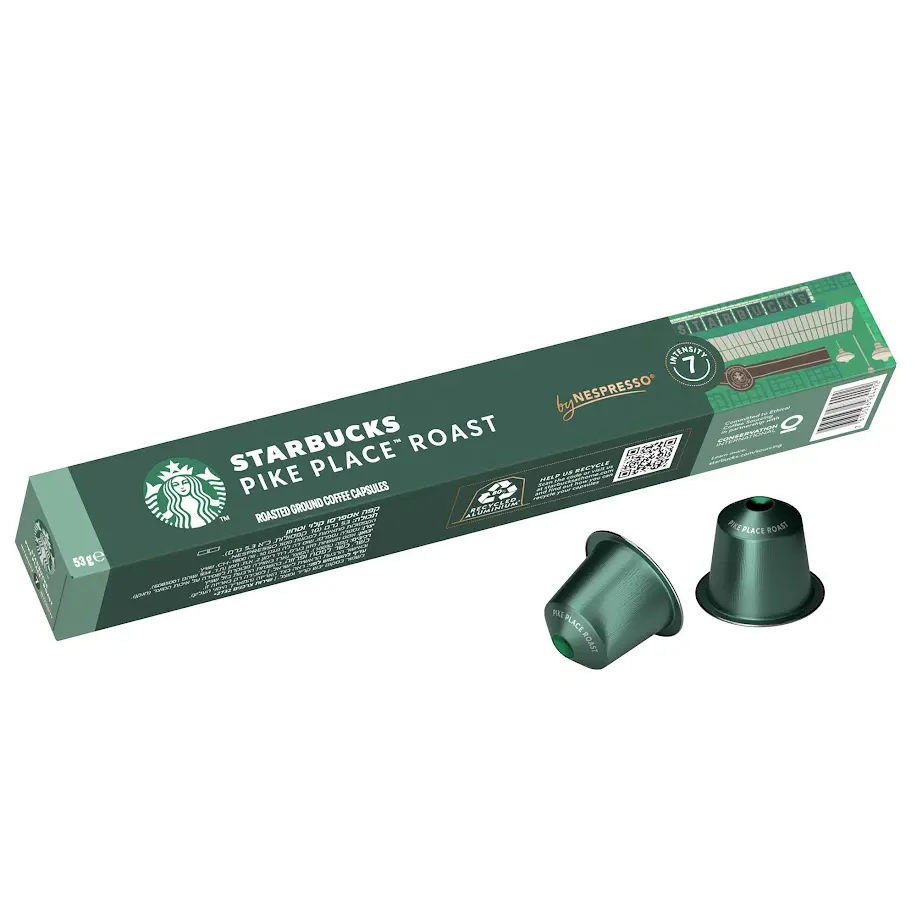 Starbucks Pike Place Roast By Nespresso Medium Roast Coffee 10 Capsules - view 1