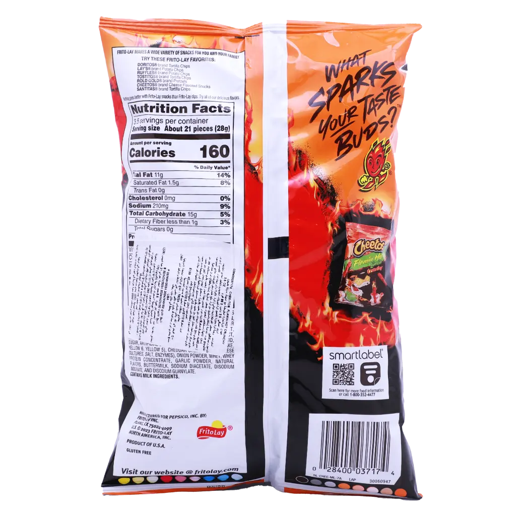 Fritolay Lvl Cheetos Crunchy Flamin Hot Emported 99.2 gm - view 2