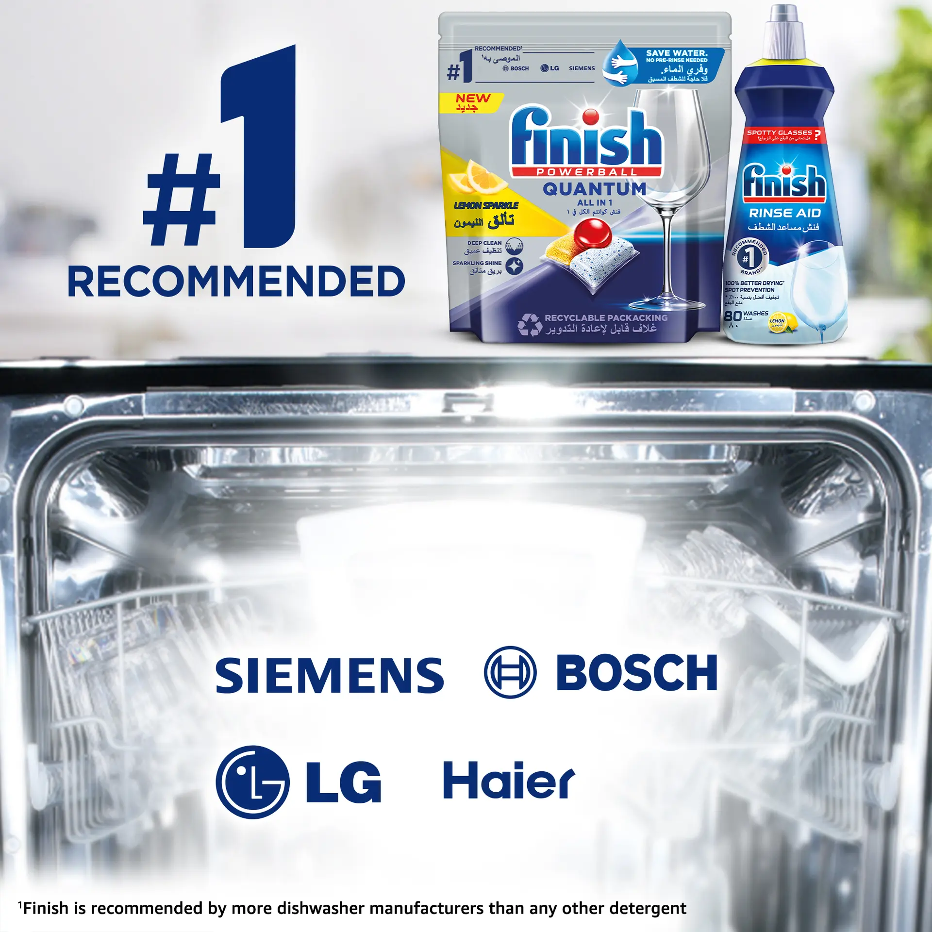 Finish Powerball Quantum Lemon Sparkle All In 1 Dishwasher 50 Tabs - view 5