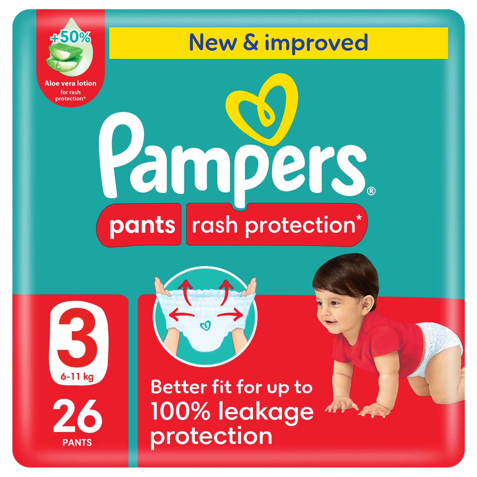 Pampers Rash Protection Pants Diapers Size 3 Aloe Vera Lotion 26 Pants 