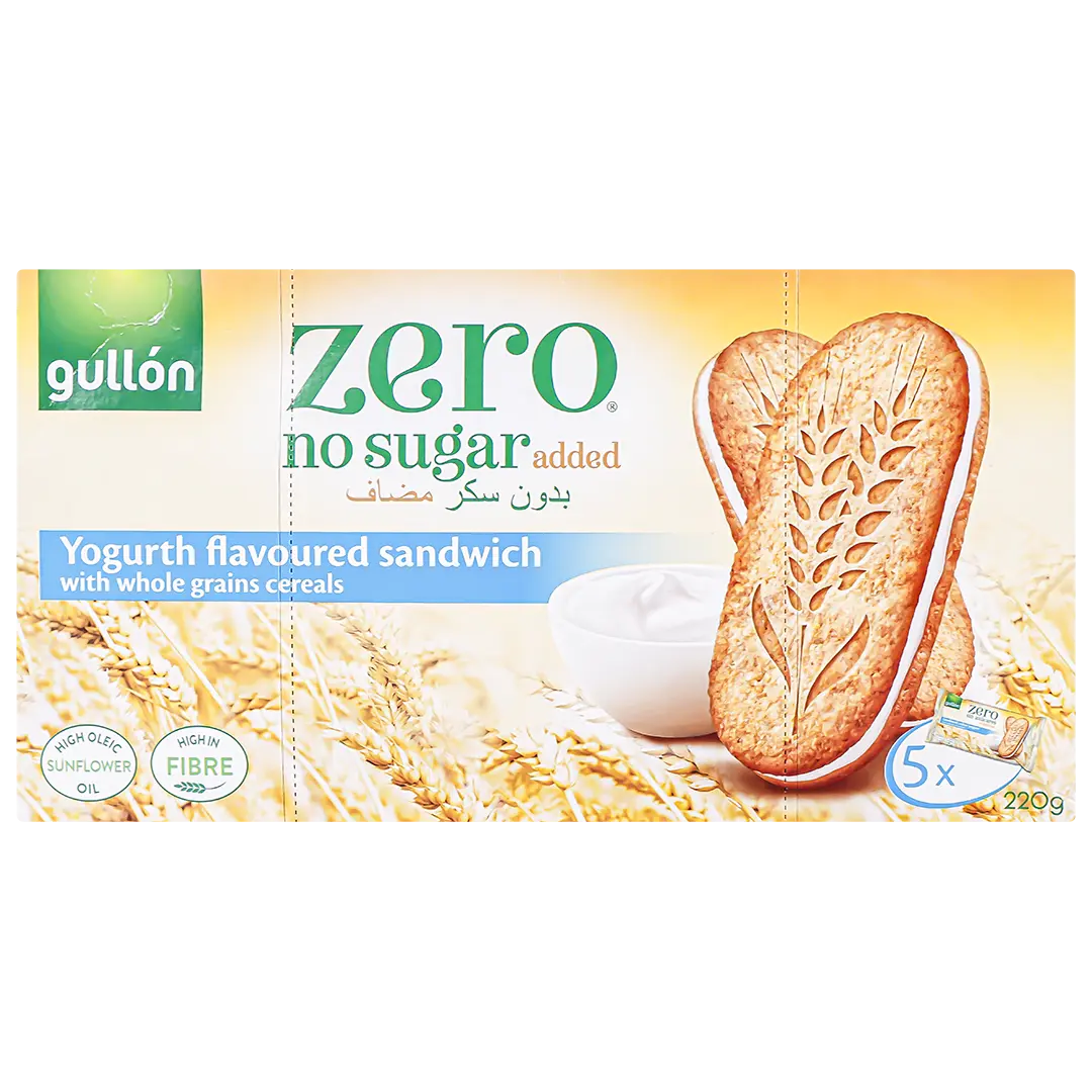 Gullon Zero Whole Grain Sandwich Biscuits with Yogurt No Added Sugar 220 gm - view 2