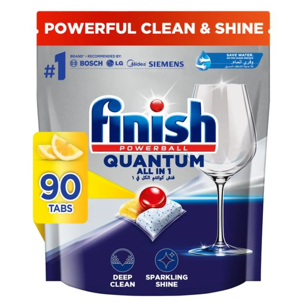Finish Powerball Quantum Dishwasher Detergent  Lemon 90 Tabs - view 1
