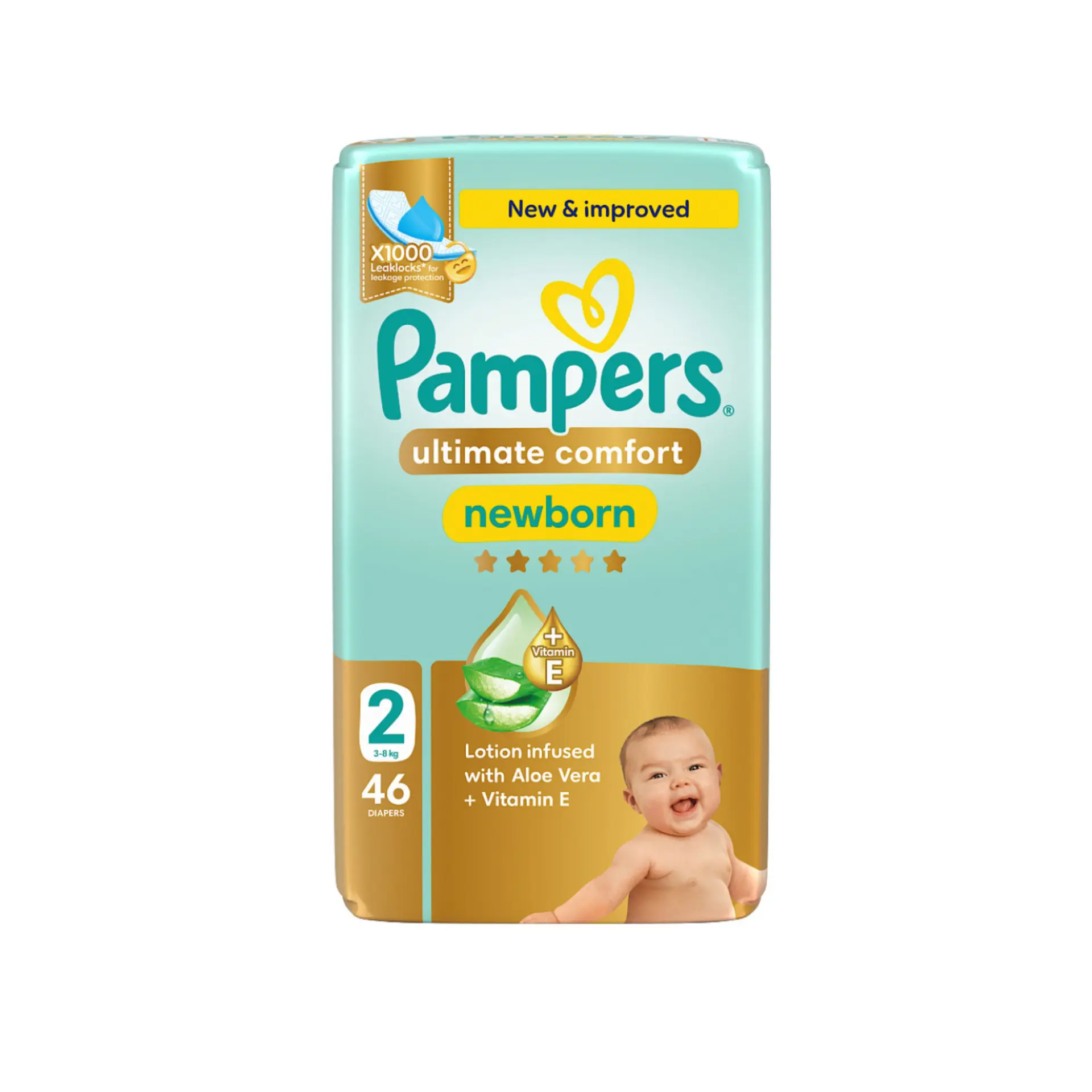 Pampers Diapers Ultimate Comfort Taped Size 2 Aloe Vera Lotion & Vitamin E 46 Diapers  - view 2