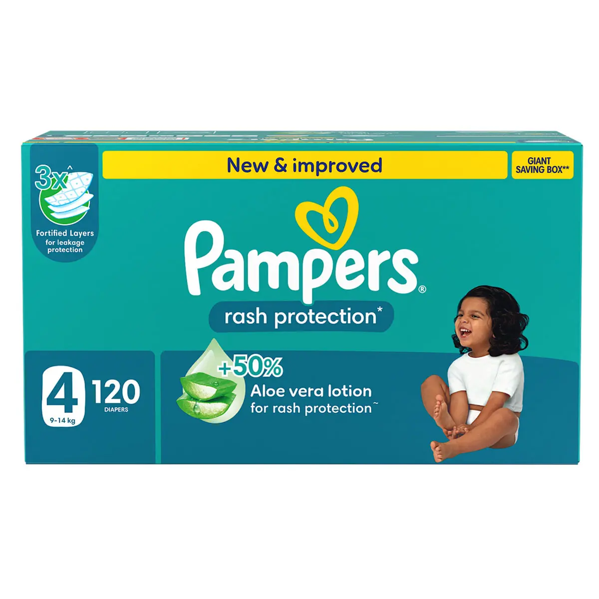 Pampers Diapers Rash Protection Taped Size 4 Aloe Vera Lotion 120 Diapers  - view 2