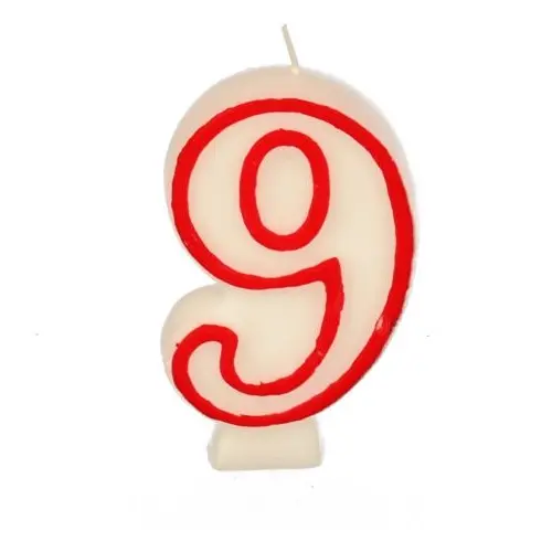 Papstar Birthday Candle  No. 9 Red Edge 7.3 Cm - view 1