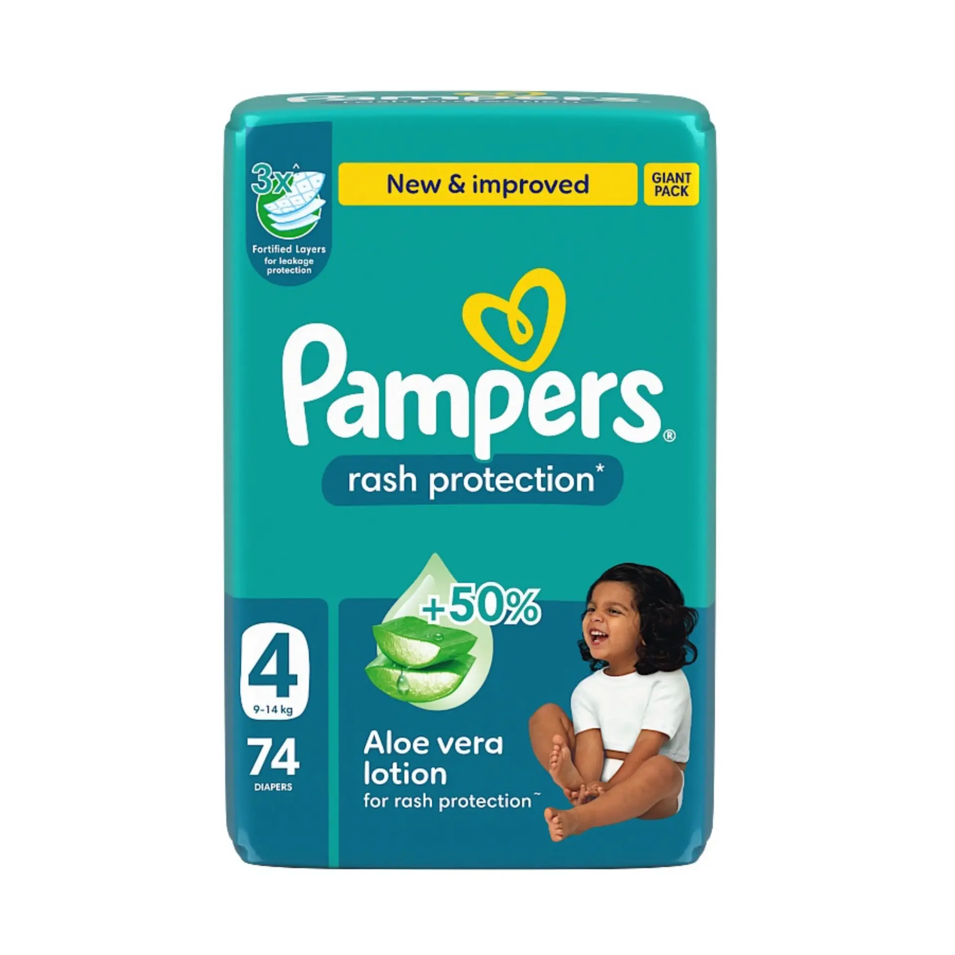 Pampers Diapers Rash Protection Taped Size 4 Aloe Vera Lotion 74 Diapers  - view 2