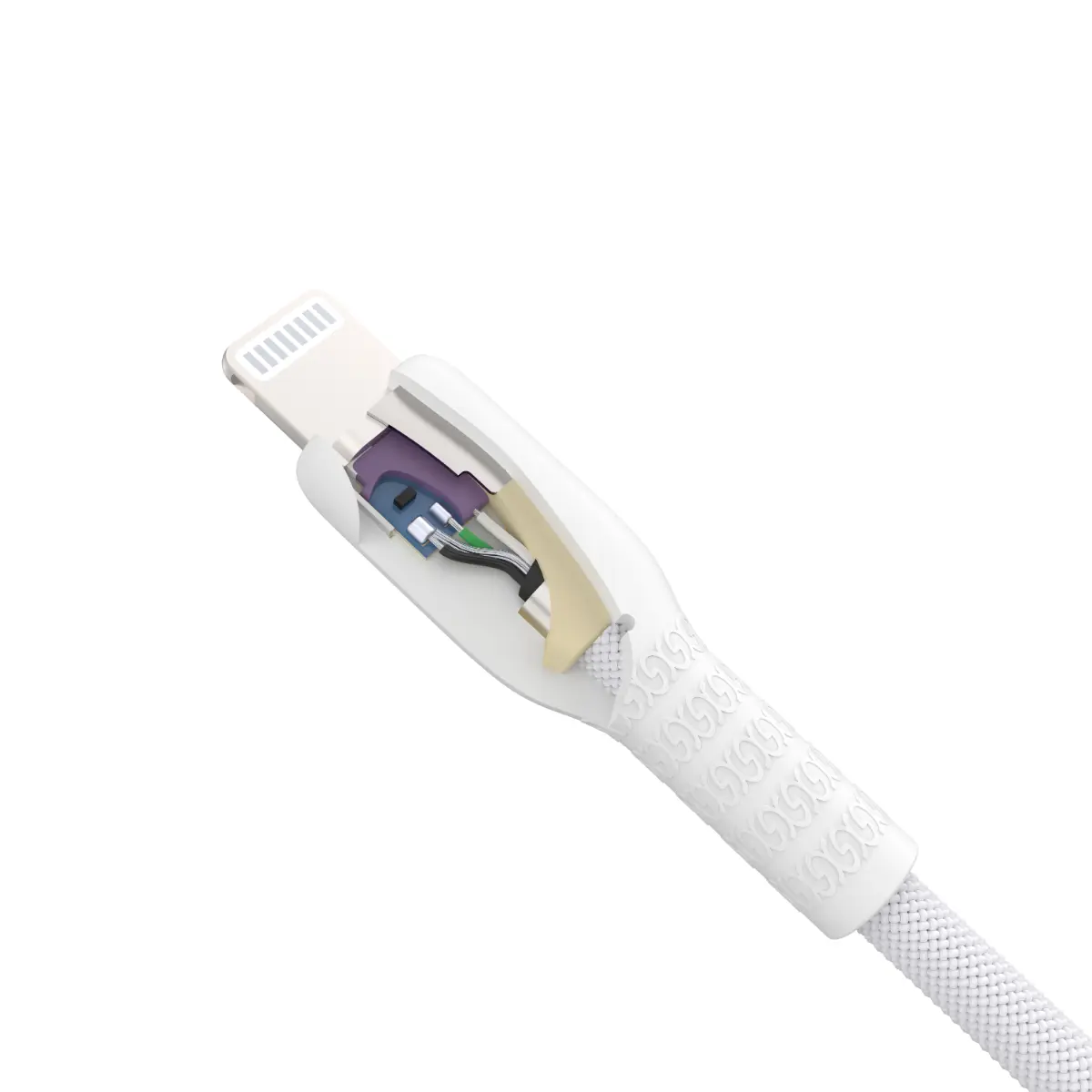 Gizmo 60W White Fabric-Reinforced Silicone USB-C to Lightning Charging Cable 1m - view 6