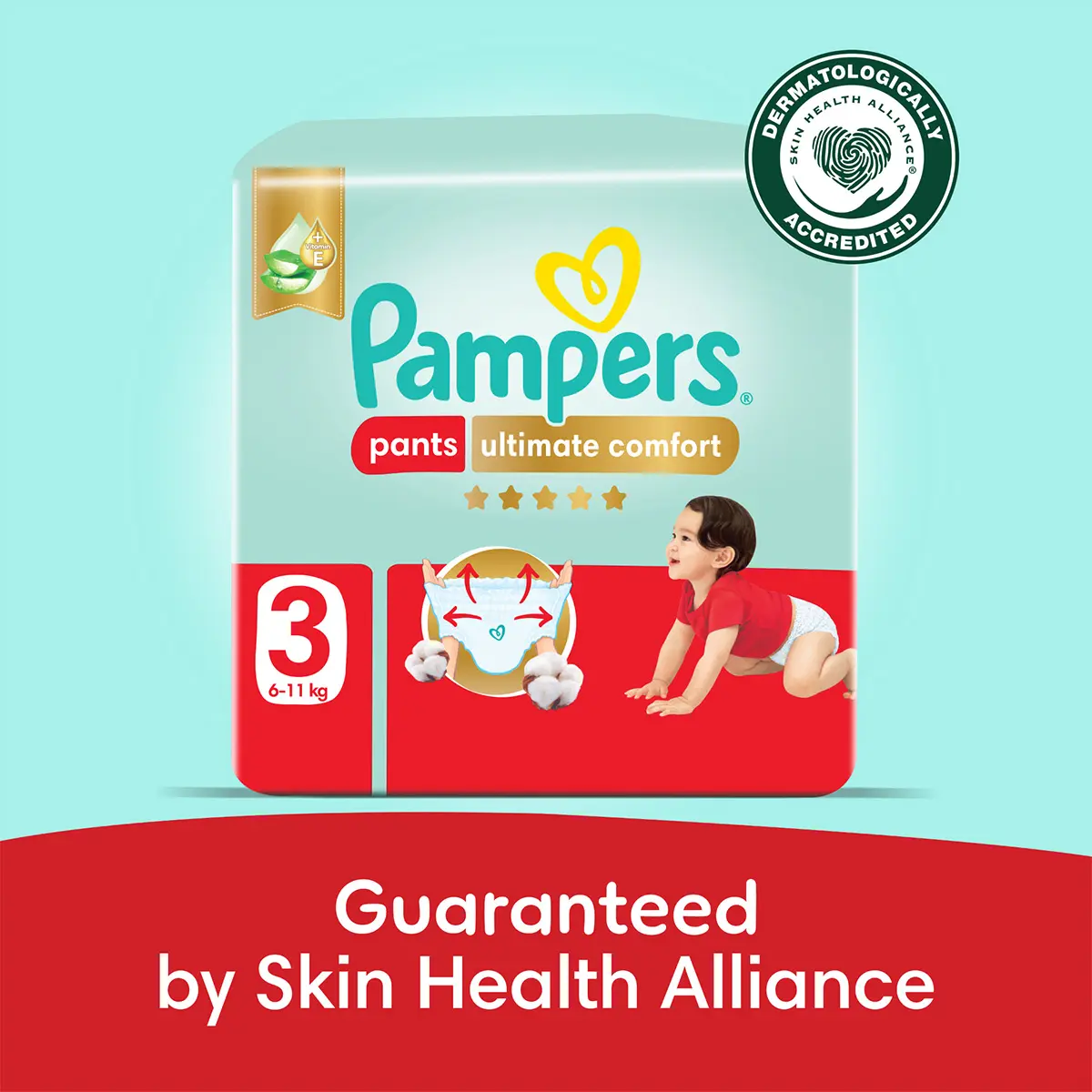 Pampers Diapers Ultimate Comfort Pants Size 3 Aloe Vera Lotion & Vitamin E 56 Pants  - view 9