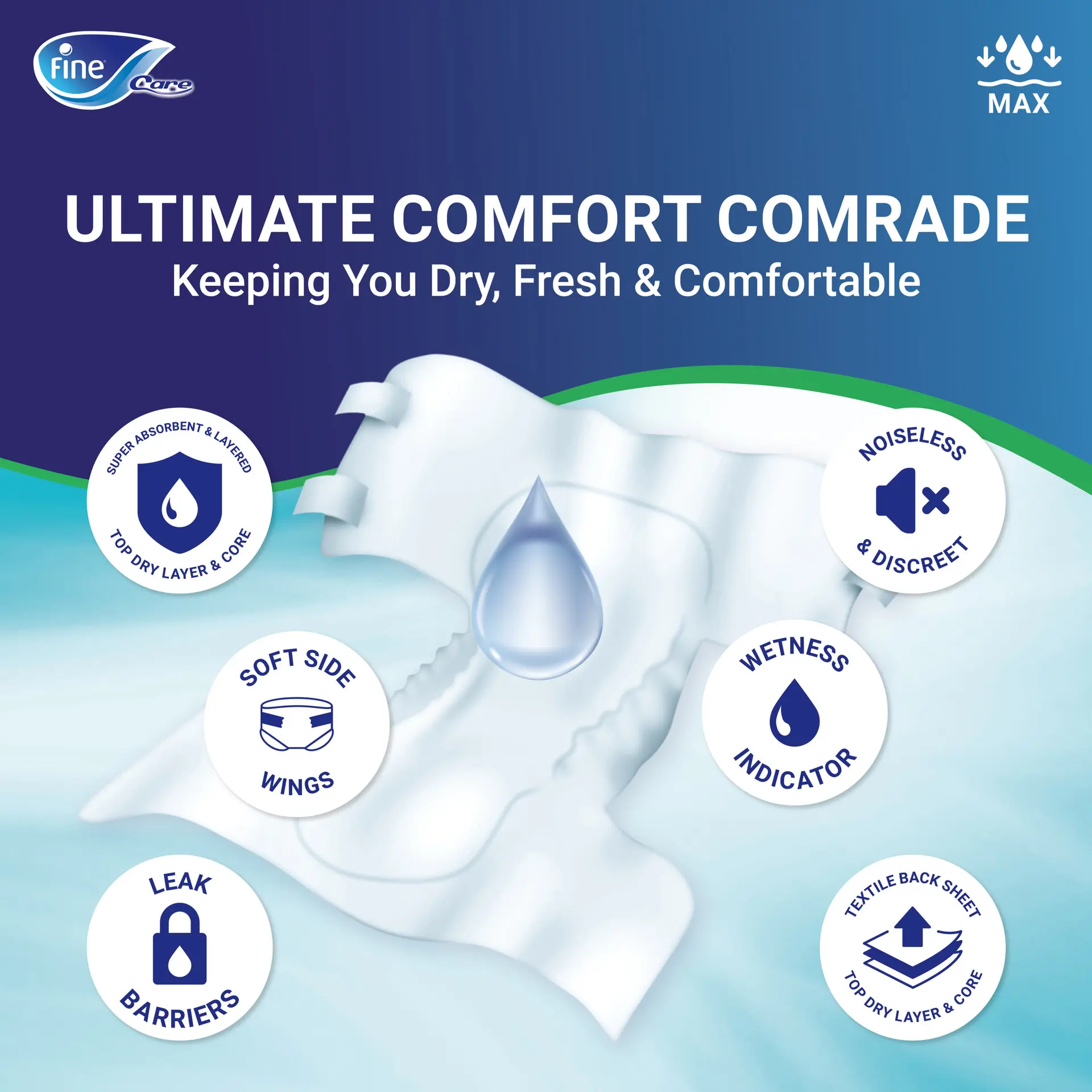 Fine Care Diapers Incontinence Adult X large 14 Diapers - view 2