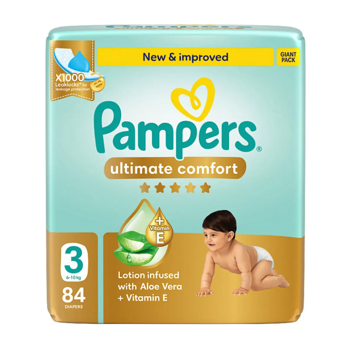 Pampers Diapers Ultimate Comfort Taped Size 3 Aloe Vera Lotion & Vitamin E 84 Diapers  - view 9