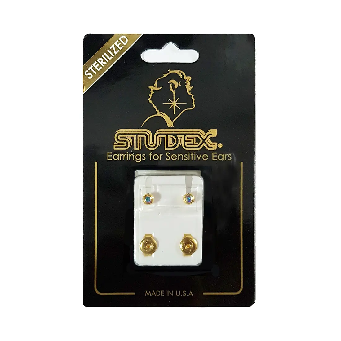 Studex Gold Plated Reg Birthstone Ab Crystal Card /Pr- Earrings For Sensitive Ears - view 5
