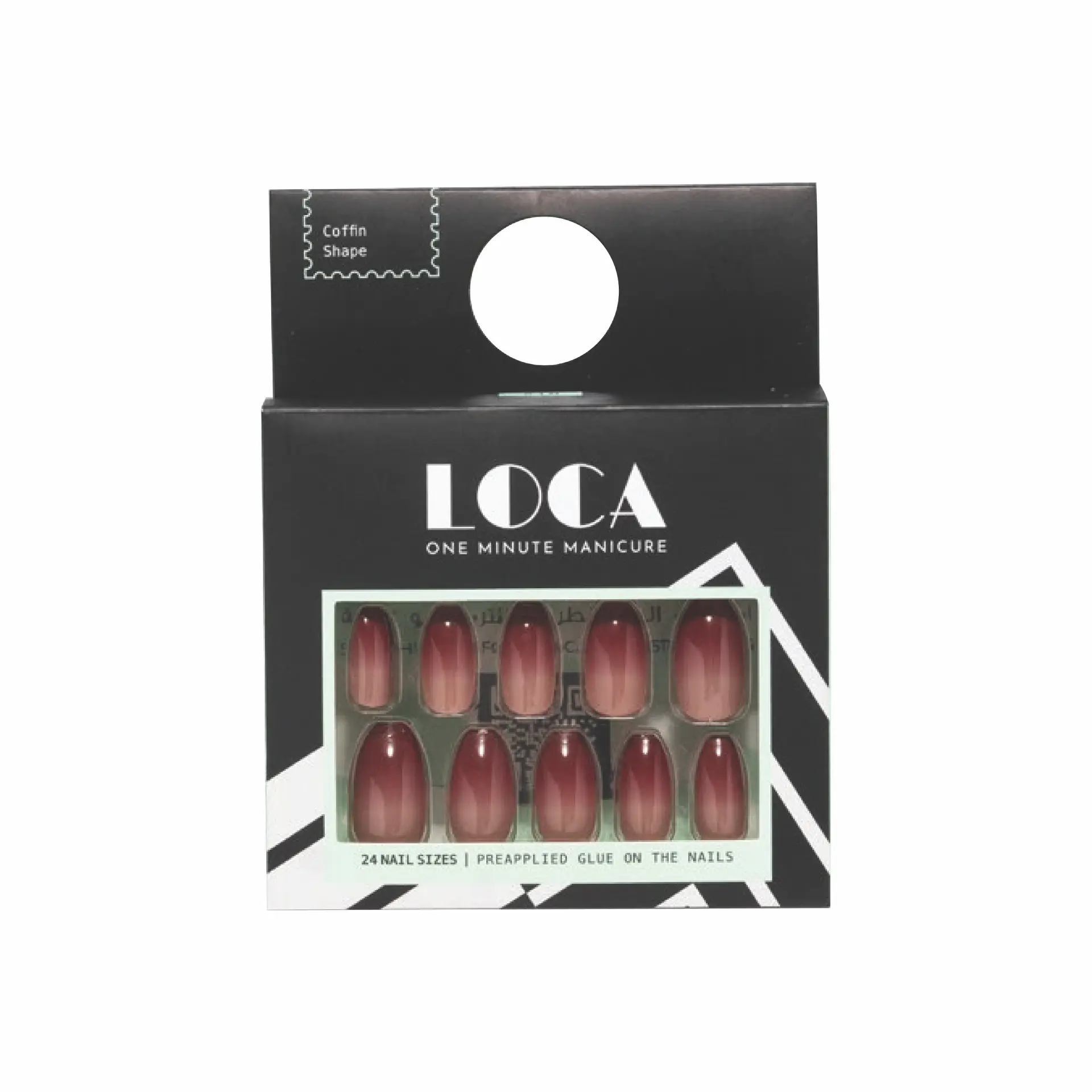 Loca Ready Nails Ombre Colour Coffin Shape - view 3