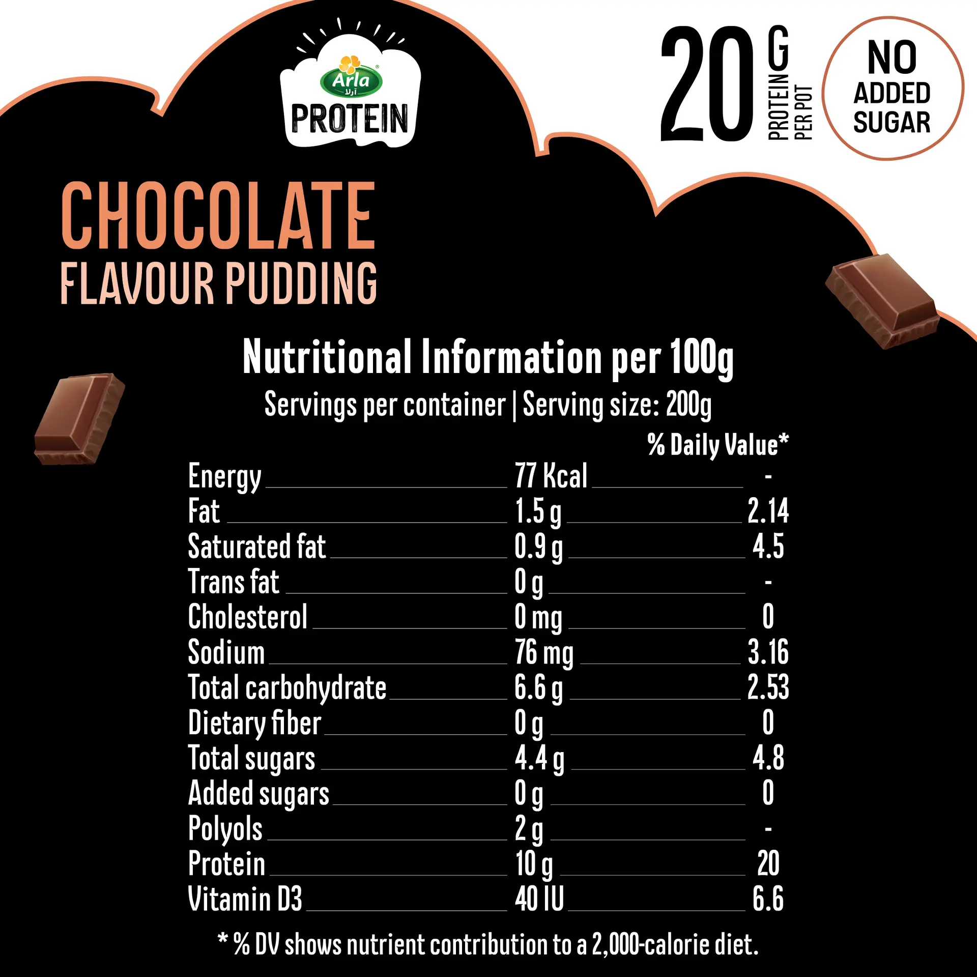 Arla Protein Pudding with Chocolate Flavor 200 gm - view 3