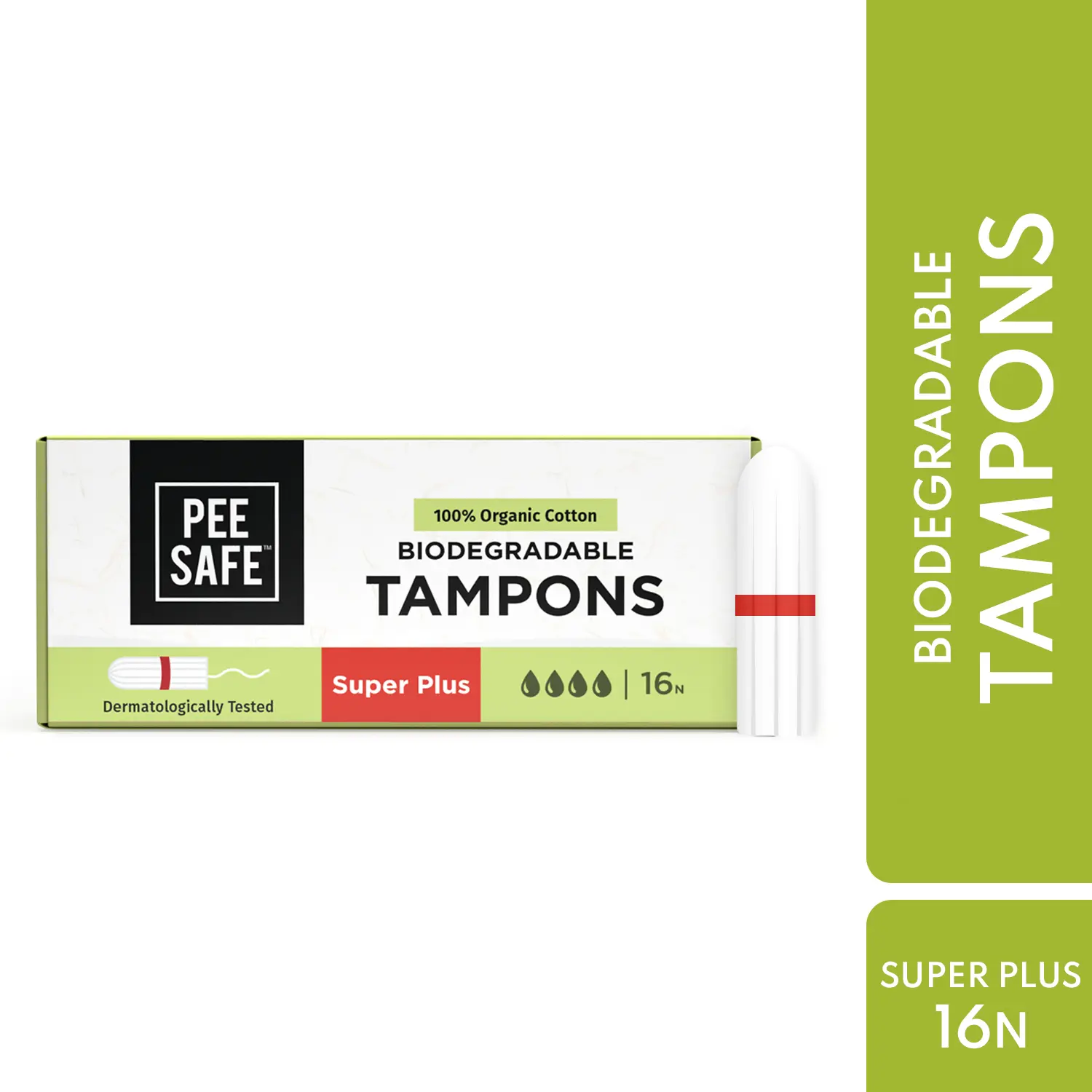 PeeSafe 100% Organic Cotton Tampons Super Plus Size 16 Tampons - view 7