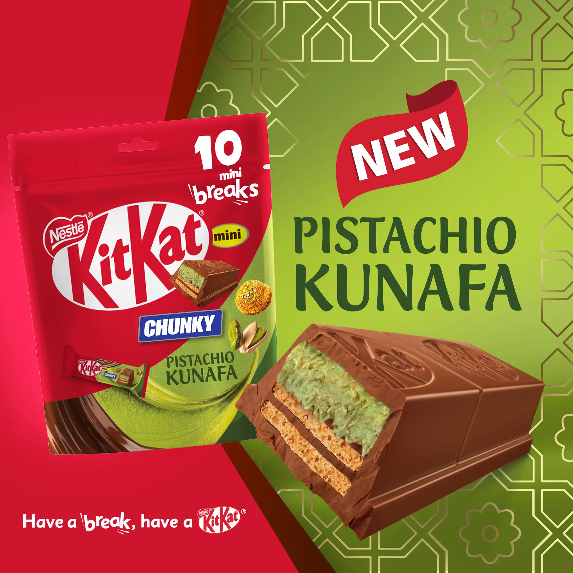 KitKat Chocolate Chunky Mini Pistachio Kunafa 10 pcs 166 gm  - view 3