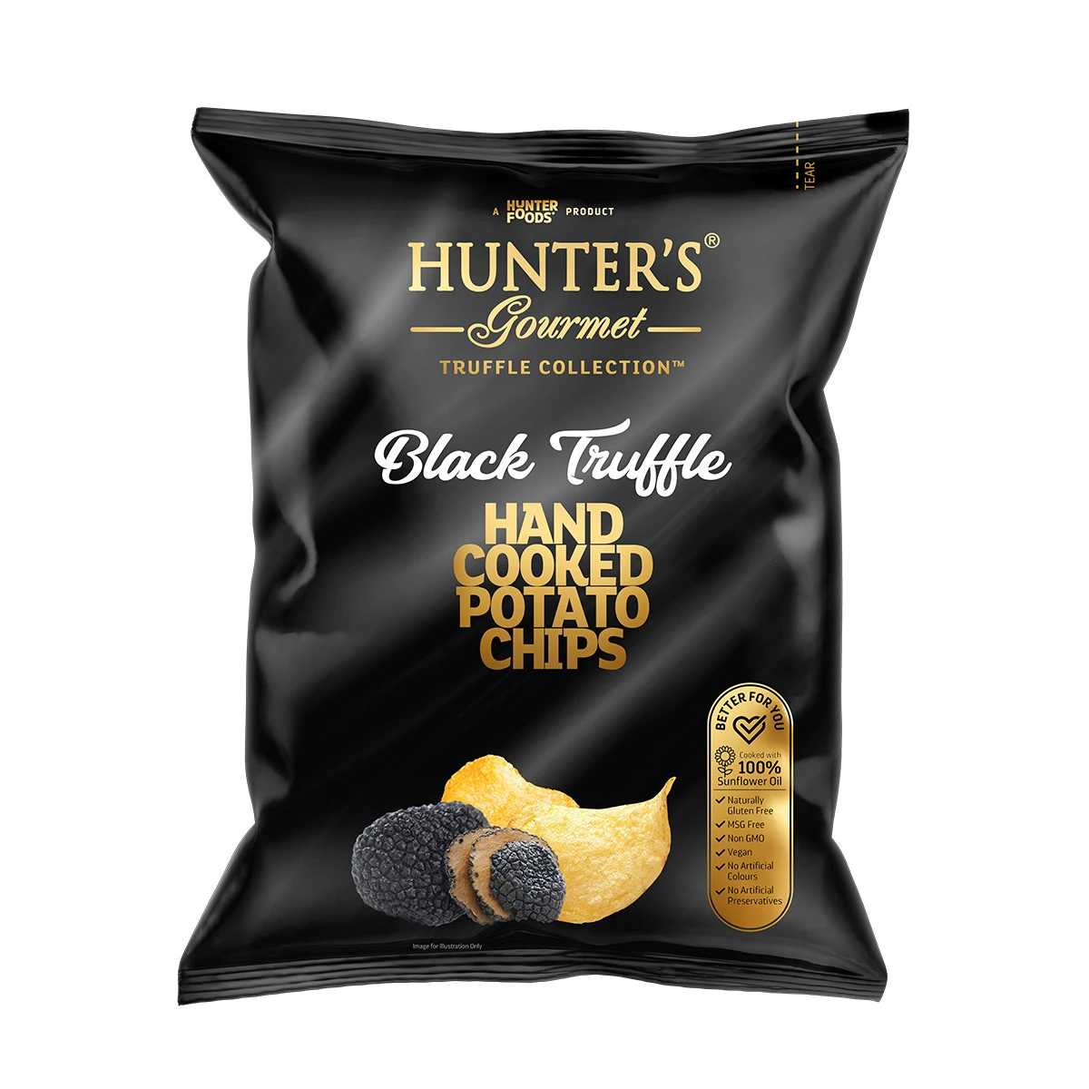 Hunters Hand Cooked Potato Chips Black Truffle 125 Gm