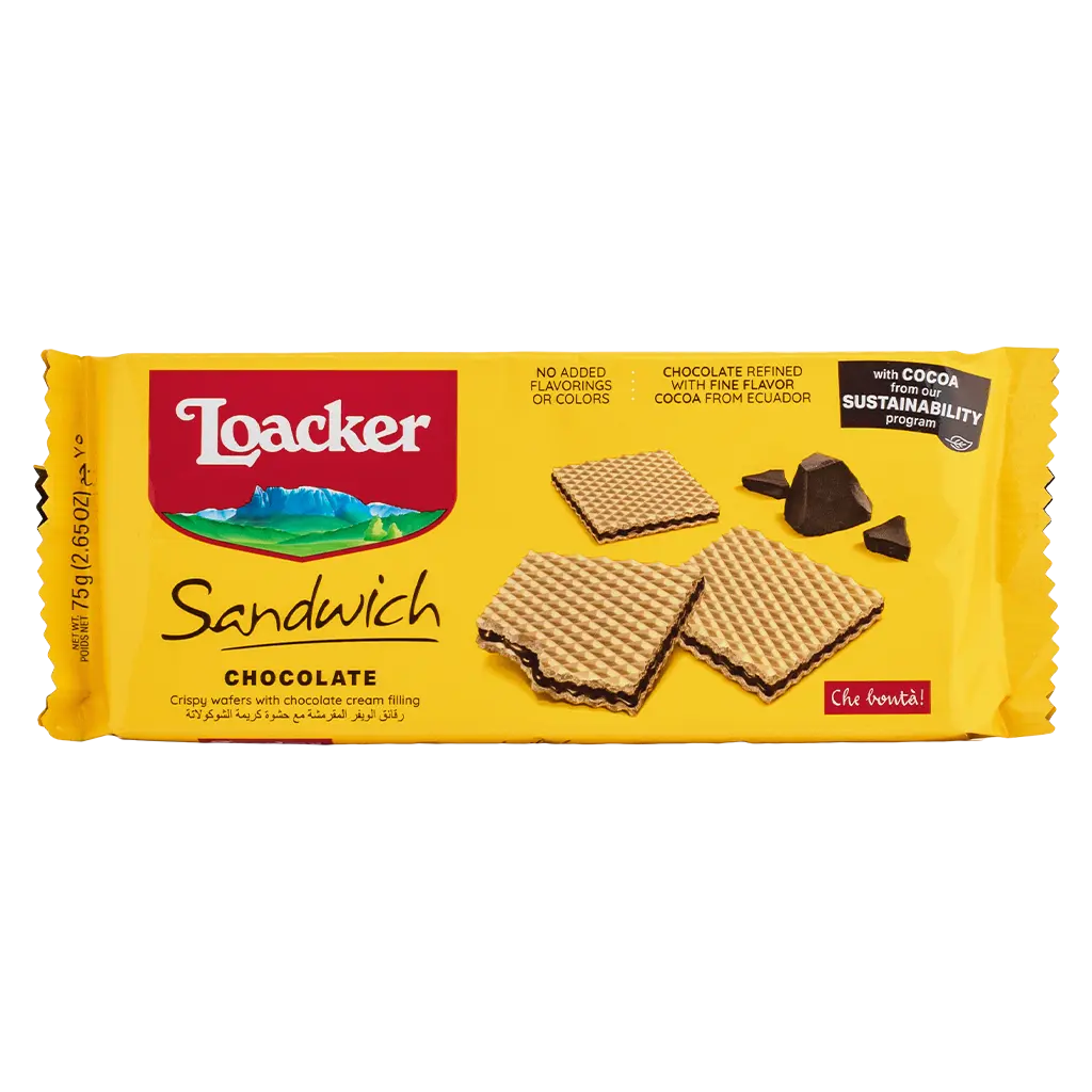 Loacker Sandwich Wafer With Chocolate 75 gm - view 1