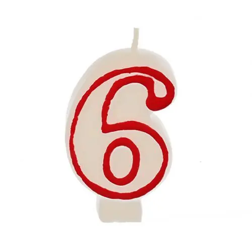 Papstar Birthday Candle  No. 6 Red Edge 7.3 Cm - view 1