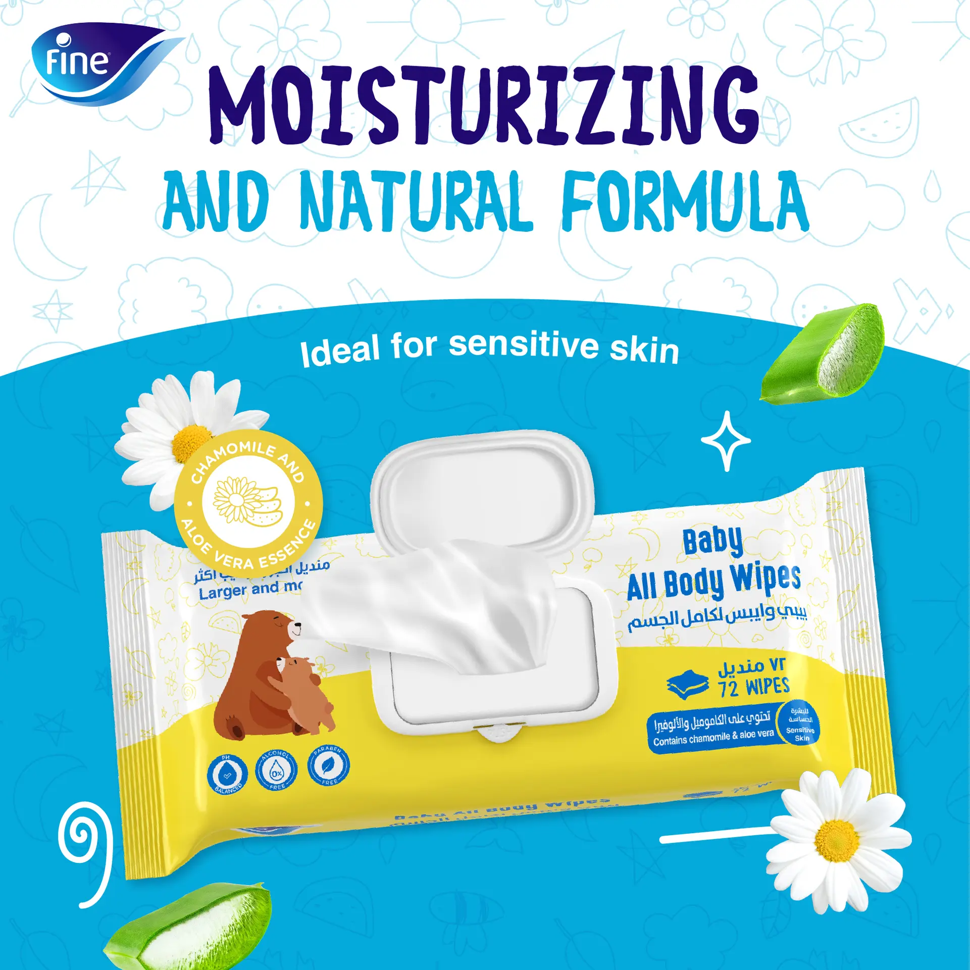 Fine Baby All Body Wipes 72 - view 3