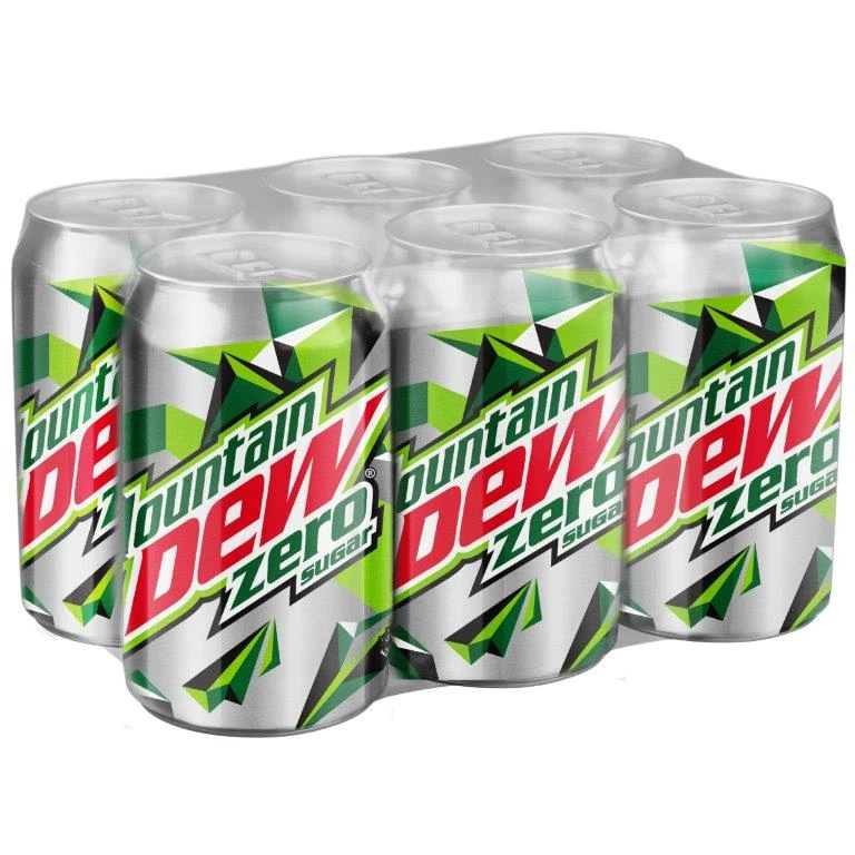 Mountain Dew Zero Sugar Free Soft Drink Can 6X330ML