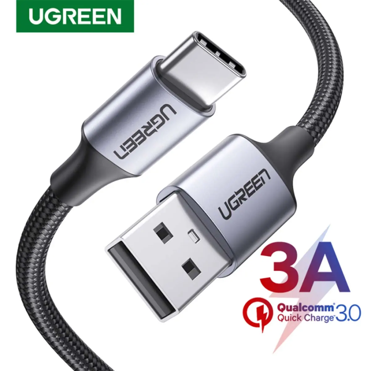 Ugreen Charging Cable USB A To USB C Plating Aluminum Braid 2 M Black - view 5