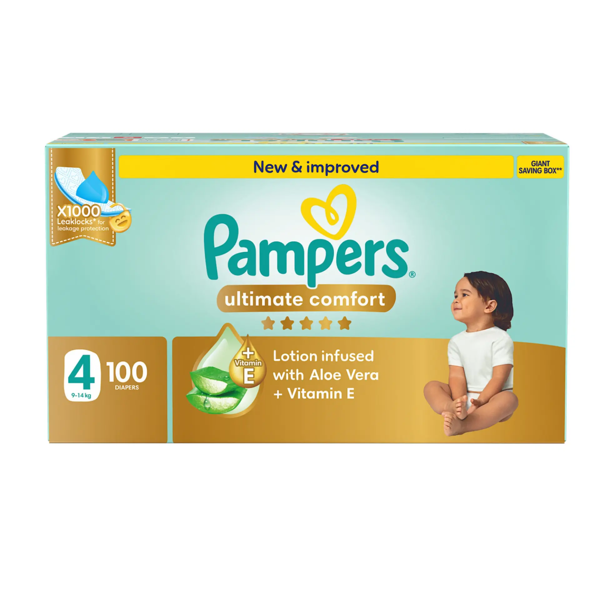 Pampers Diapers Ultimate Comfort Taped Size 4 Aloe Vera Lotion & Vitamin E 100 Diapers  - view 10