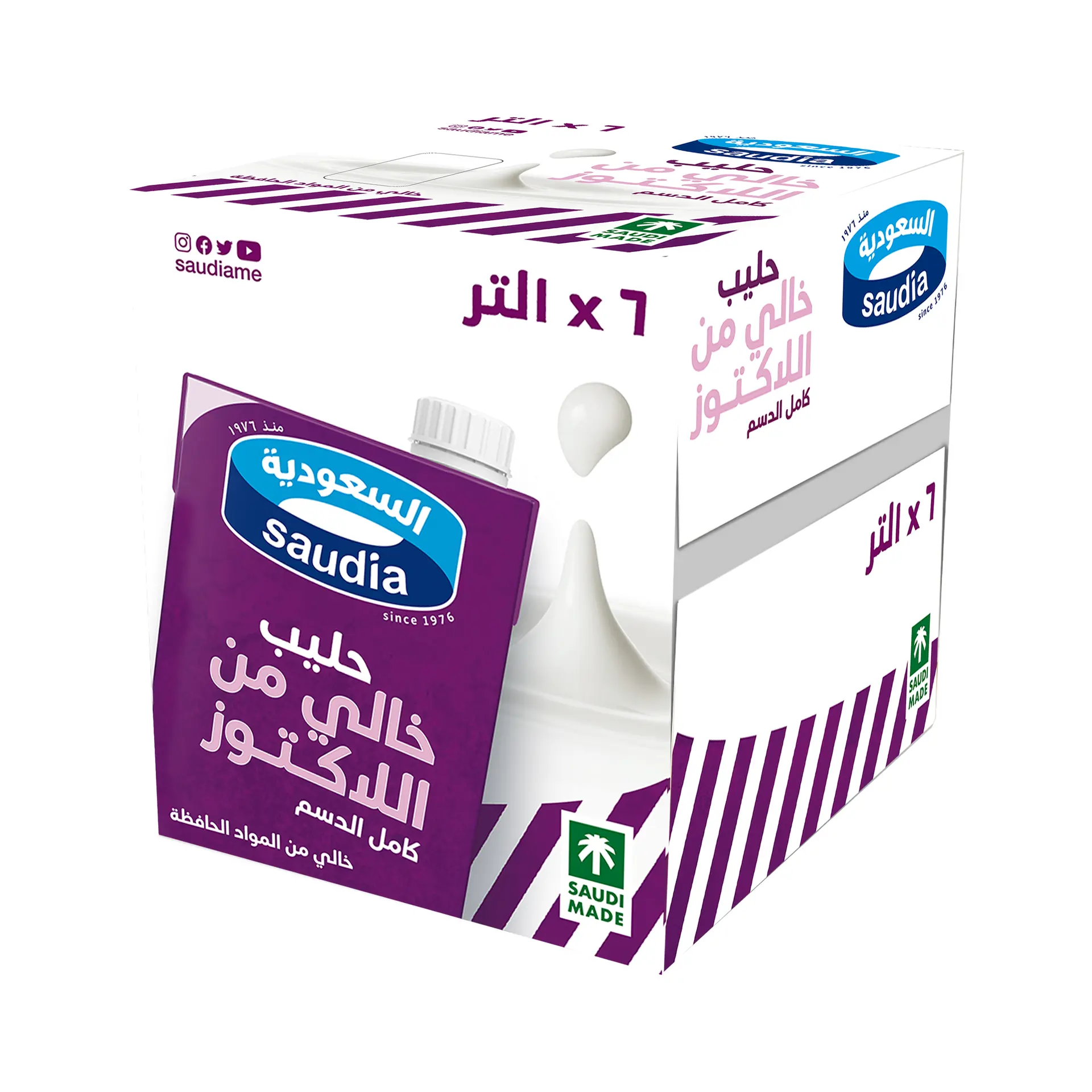 السعودية حليب كامل الدسم خالي من اللاكتوز 6 حبات 1 لتر - view 1