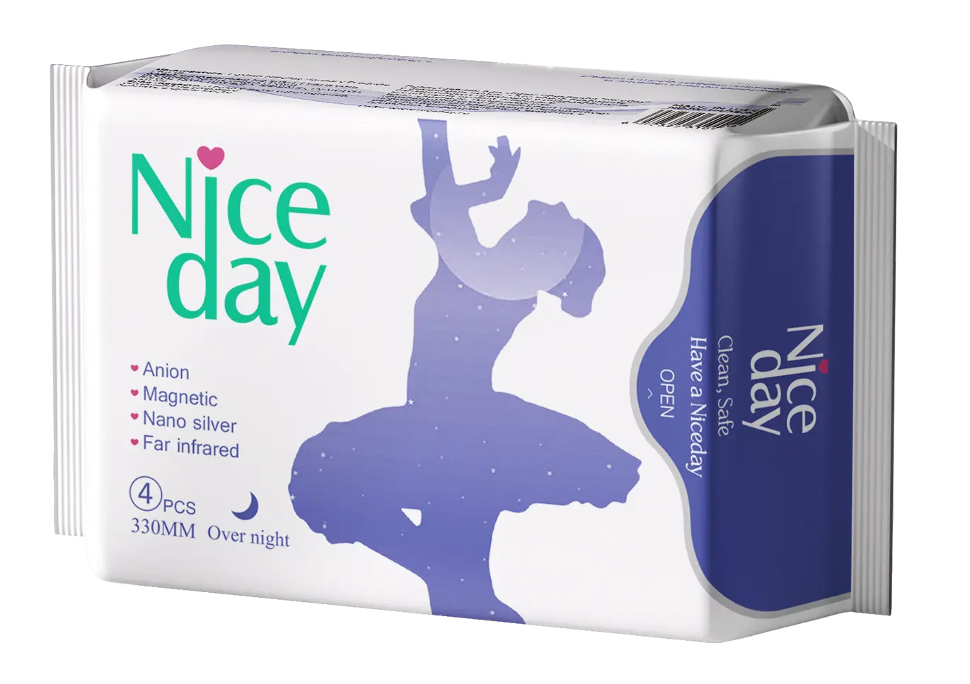 Nice Day Sanitary Pads With Anion Chip  nighttime 330 mm 4 pc - view 1
