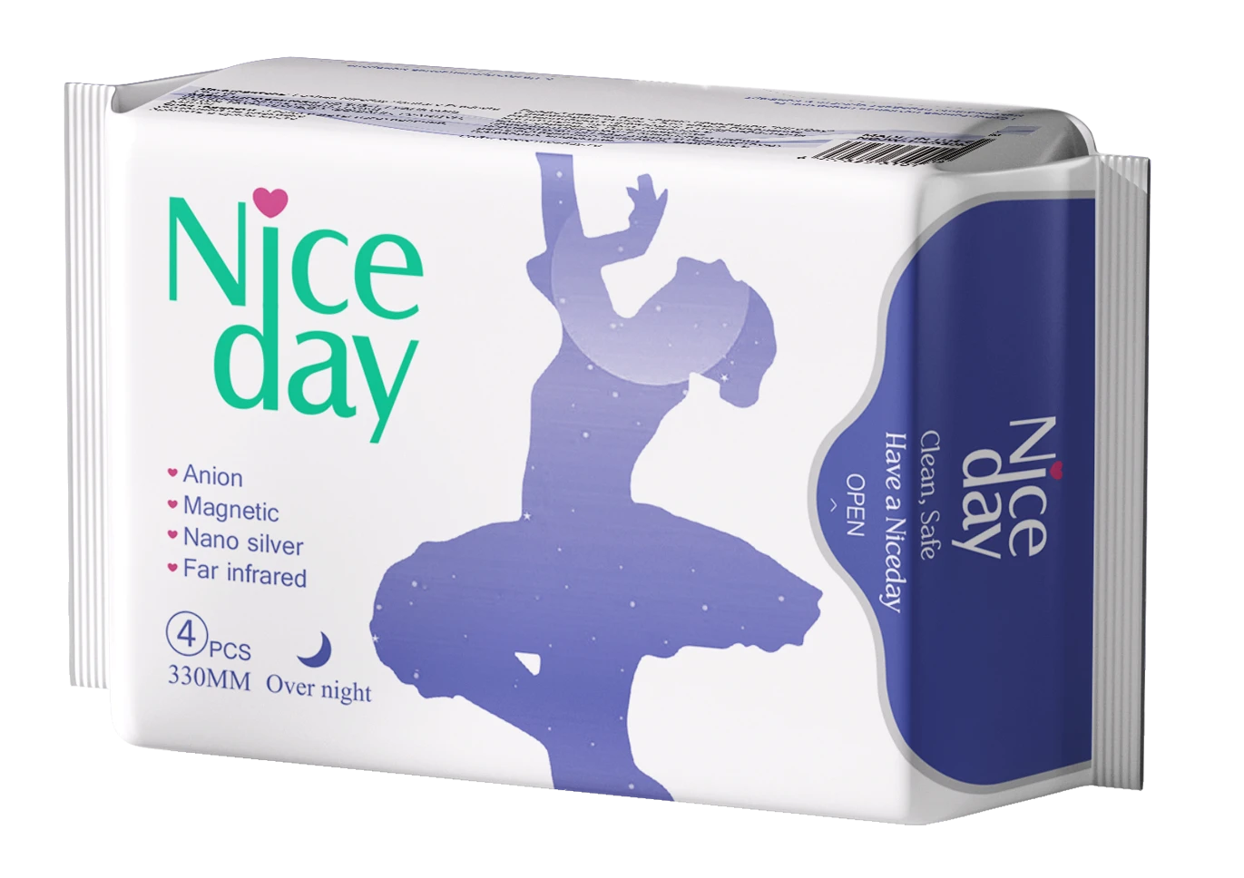 Nice Day Sanitary Pads With Anion Chip  nighttime 330 mm 4 pc