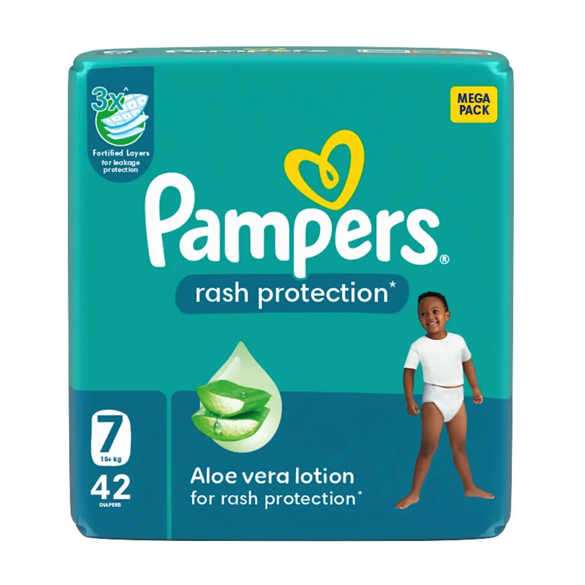 Pampers Diapers Rash Protection Taped Size 7 Aloe Vera Lotion 42 Diapers - view 8