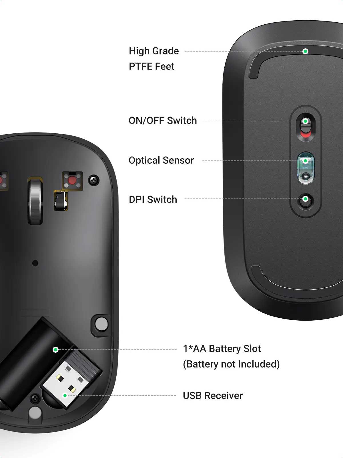 Ugreen Ultra Slim and Portable Wireless Mouse Black - view 5