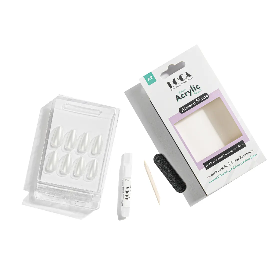 Loca Acrylic Nails A2-Almond Shape White Pearl Color - view 5