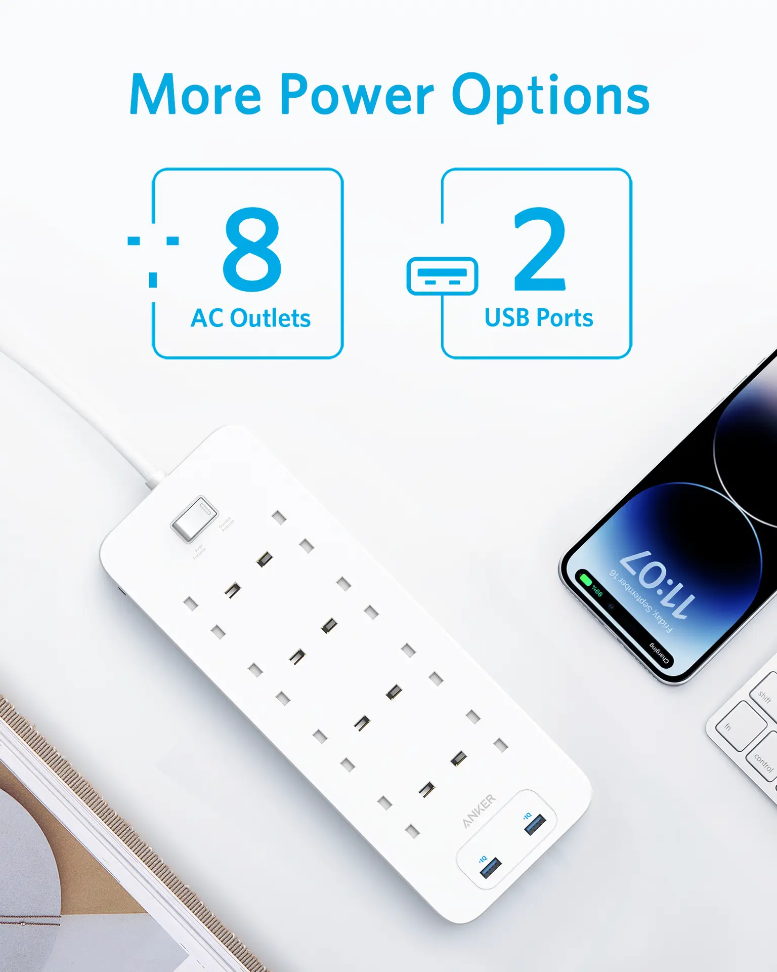 Anker 340 USB Power Strip Power Extension White Color - view 7
