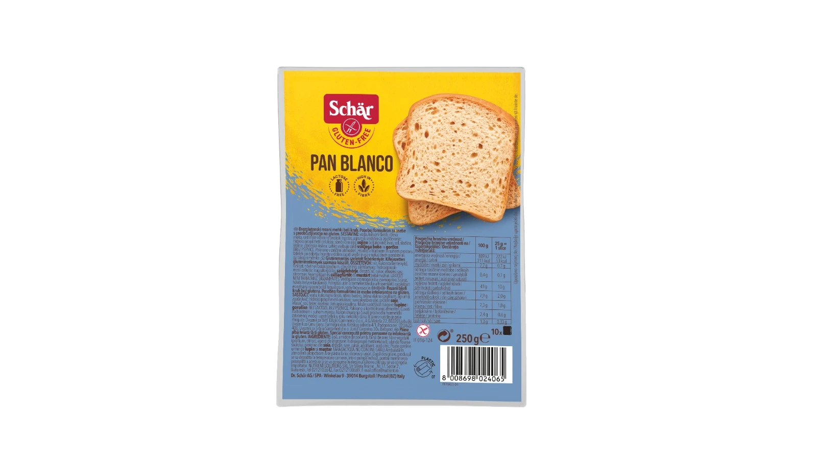 Dr Schar Pan Blanco Gluten Free 250 gm