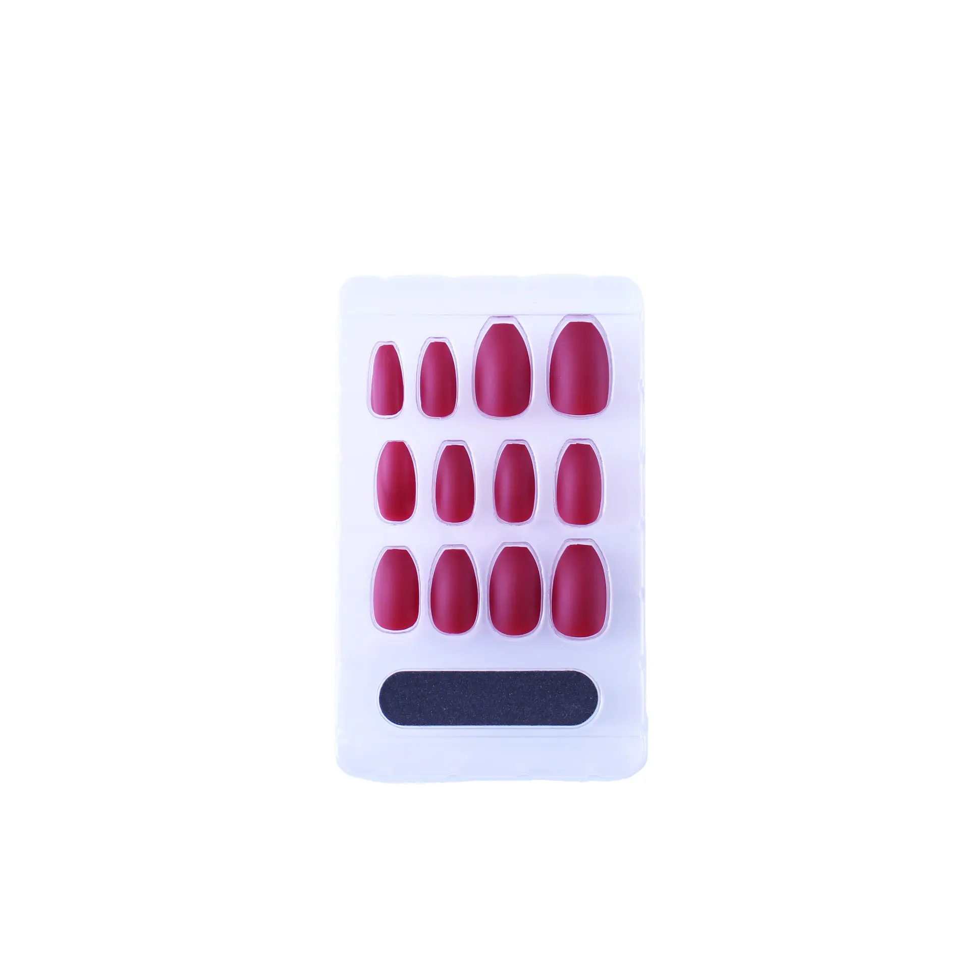 Jazly Press on Nails Deep Red Coffin - view 2