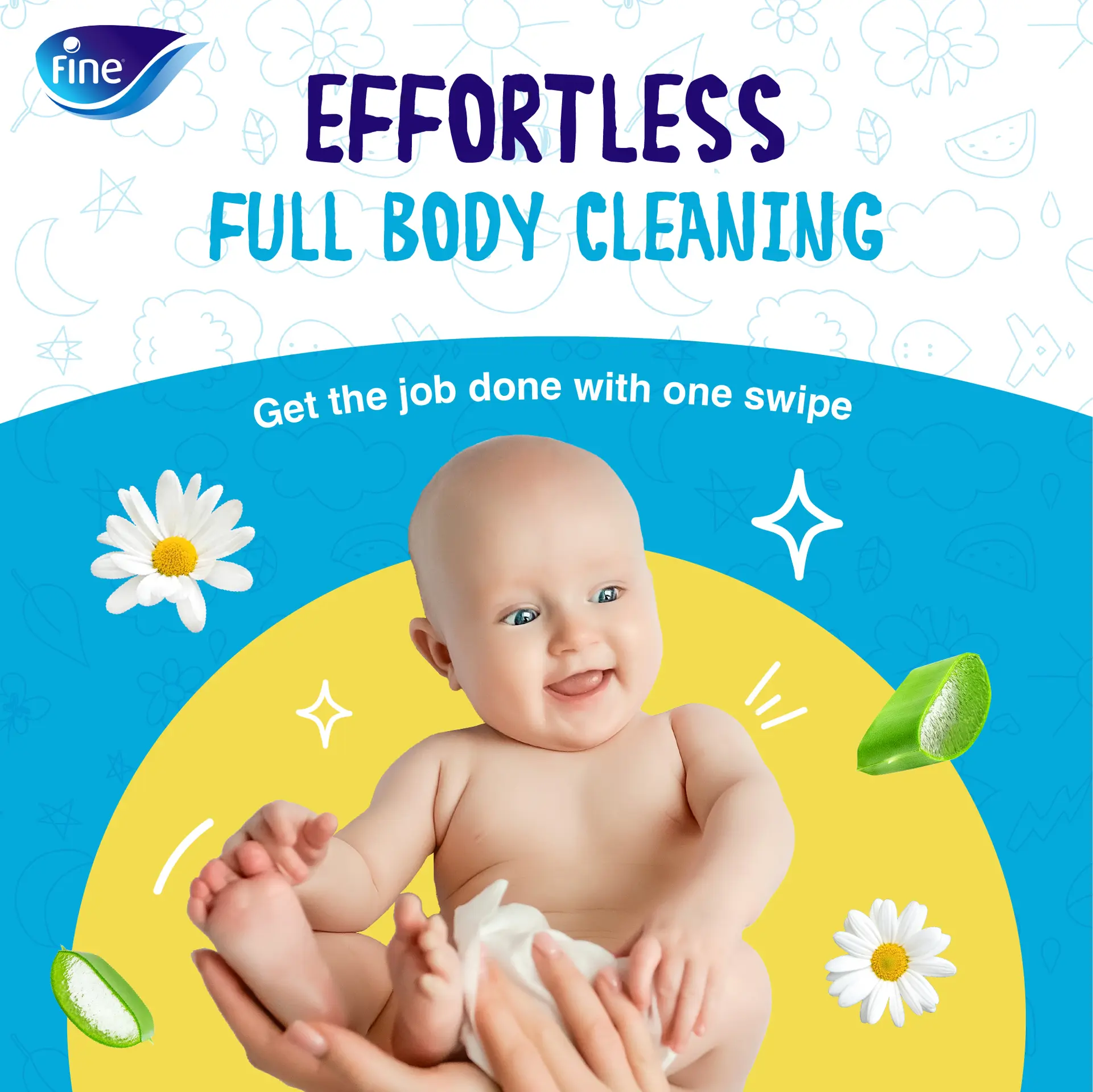 Fine Baby All Body Wipes 3 pcs 72 sheets - view 5