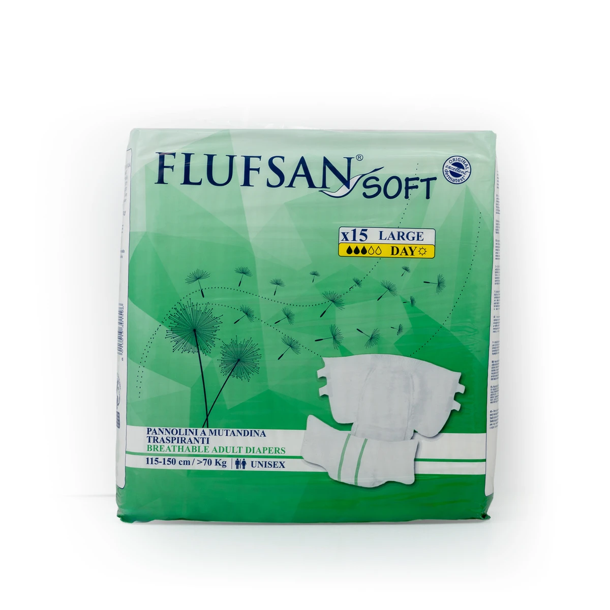 Flufsan Soft Adult Diapers Large 15 Pcs