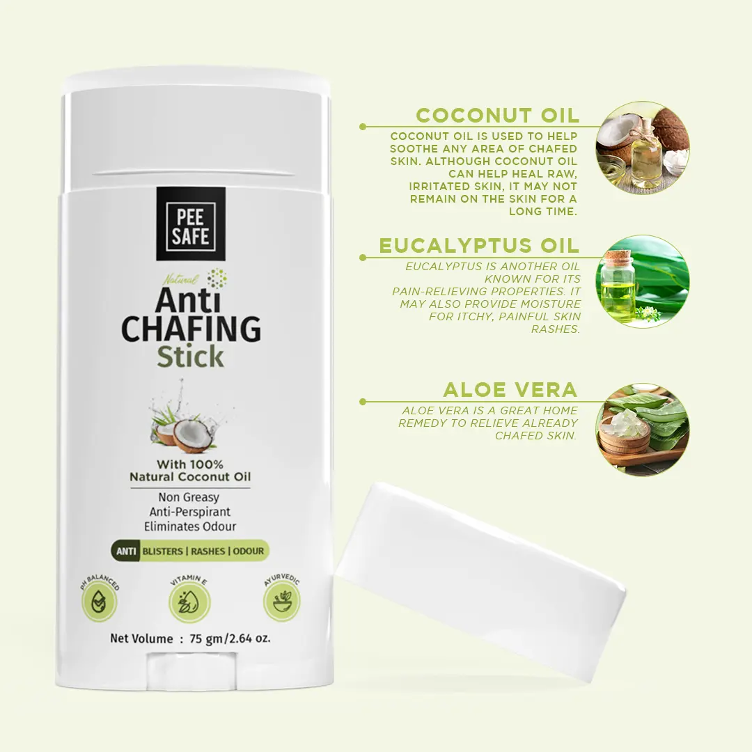 PeeSafe 100% Natural Anti Chafing Stick for Underarms and Inner Thighs 75gm - view 10