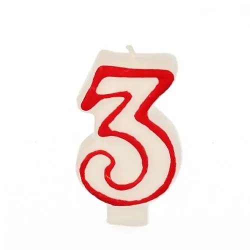 Papstar Birthday Candle  No. 3 Red Edge 7.3 Cm - view 1