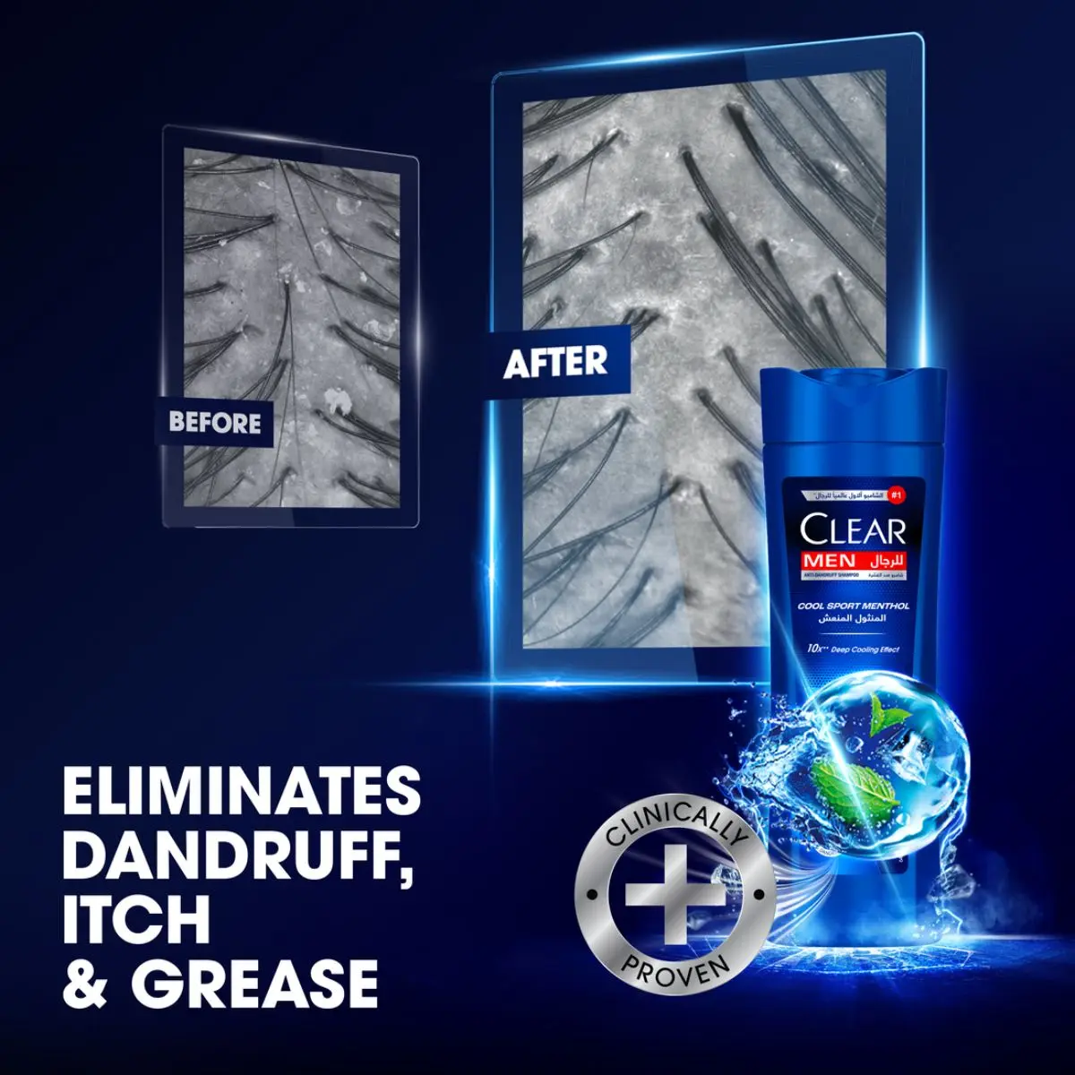 Clear Hair Shampoo Anti Dandruff For Men Cool Sport 400 ml - view 7