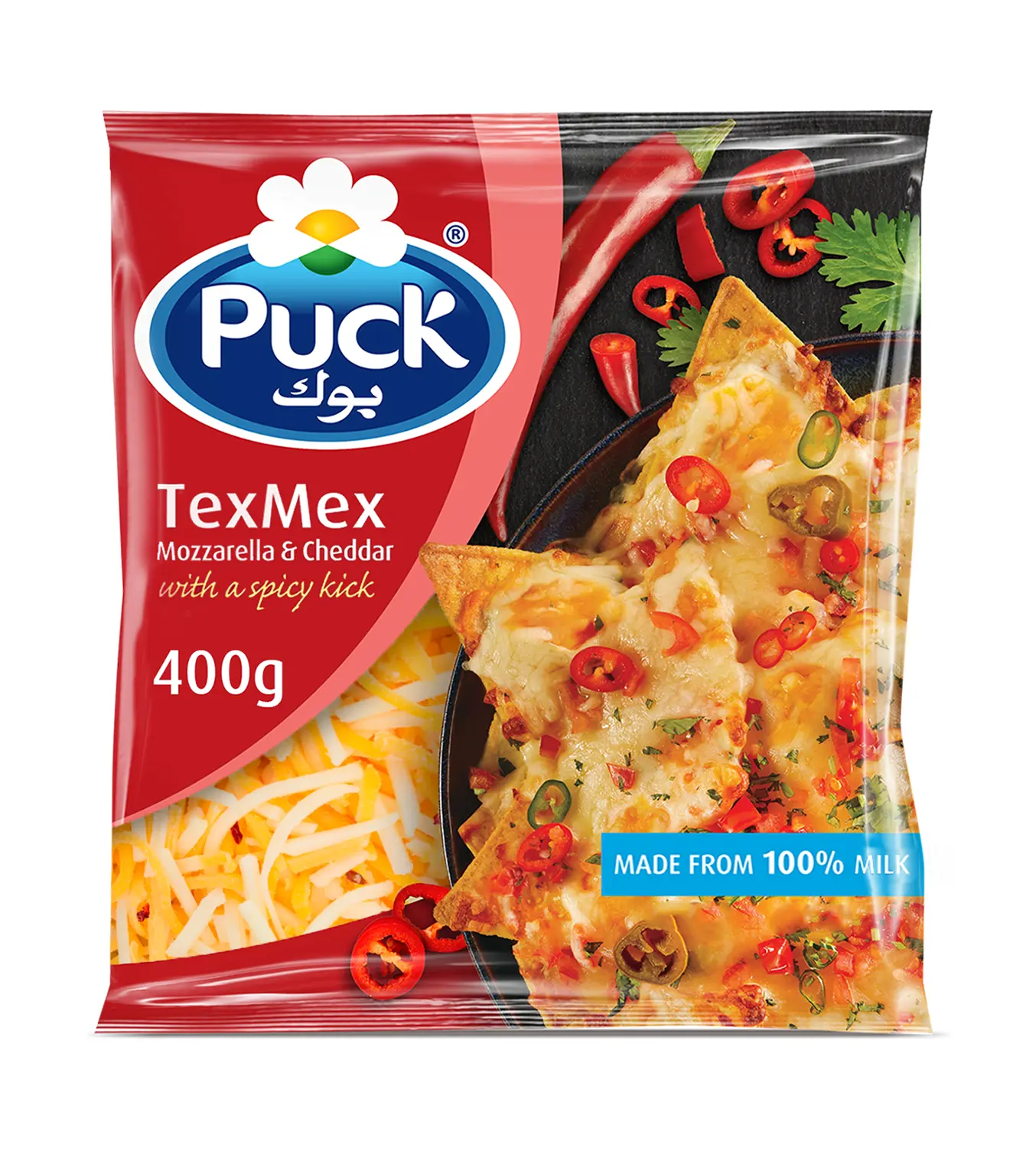 Puck Shredded TexMex Mozzarella and Cheddar 400 gm - view 1
