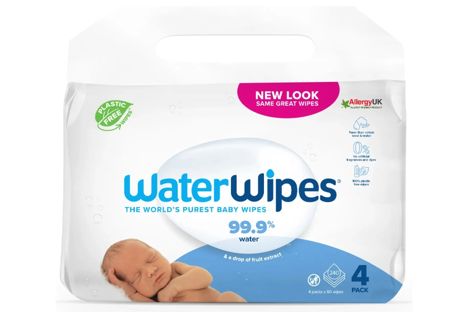 Water Wipes Baby Wipes 60SheetsX4 - view 1