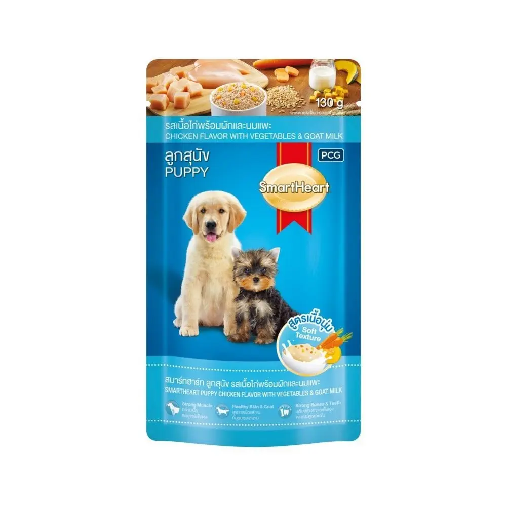 Smartheart Pouch Puppy Food Chicken With Vegetable And Goat Milk 130 gm - view 1