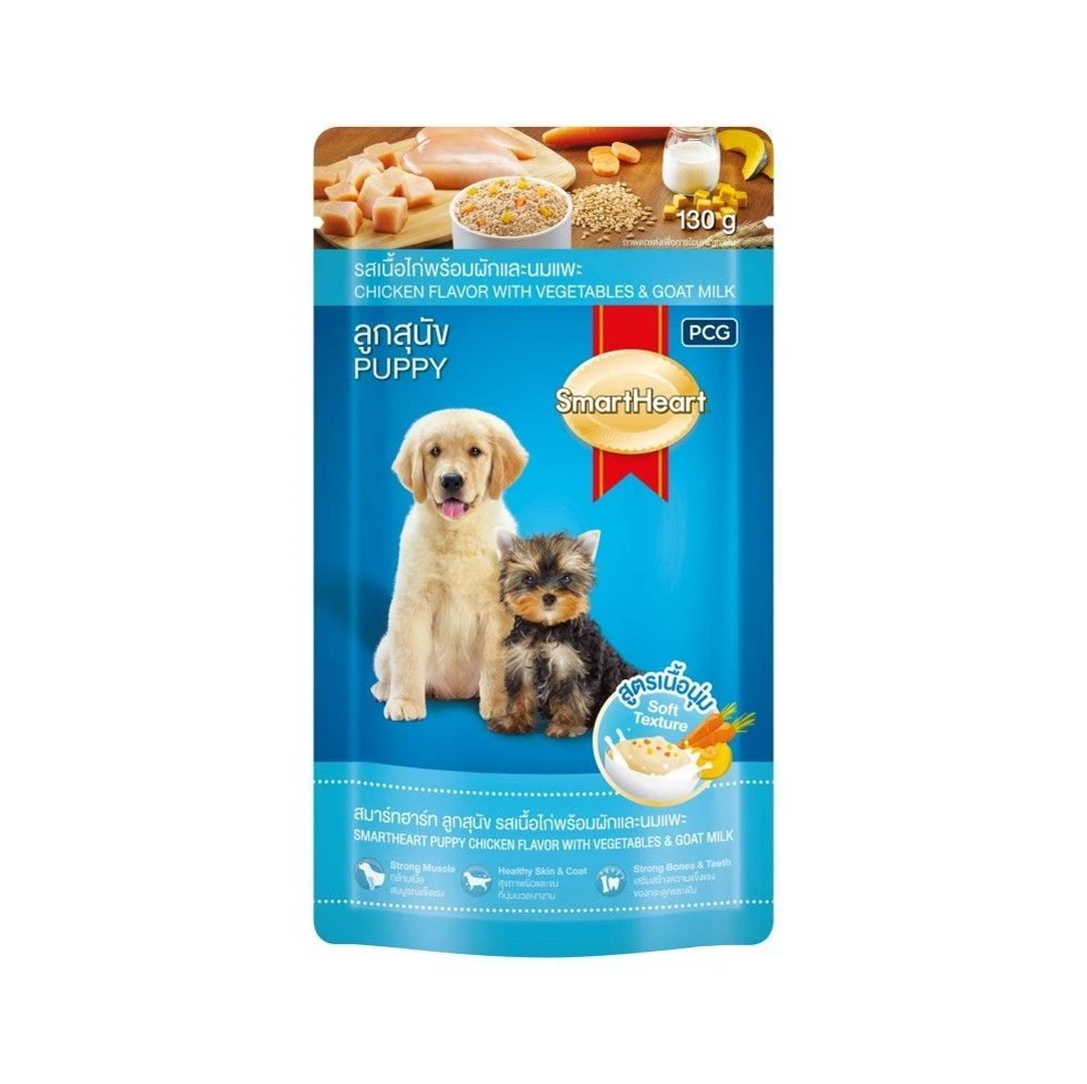 Smartheart Pouch Puppy Food Chicken With Vegetable And Goat Milk 130 gm