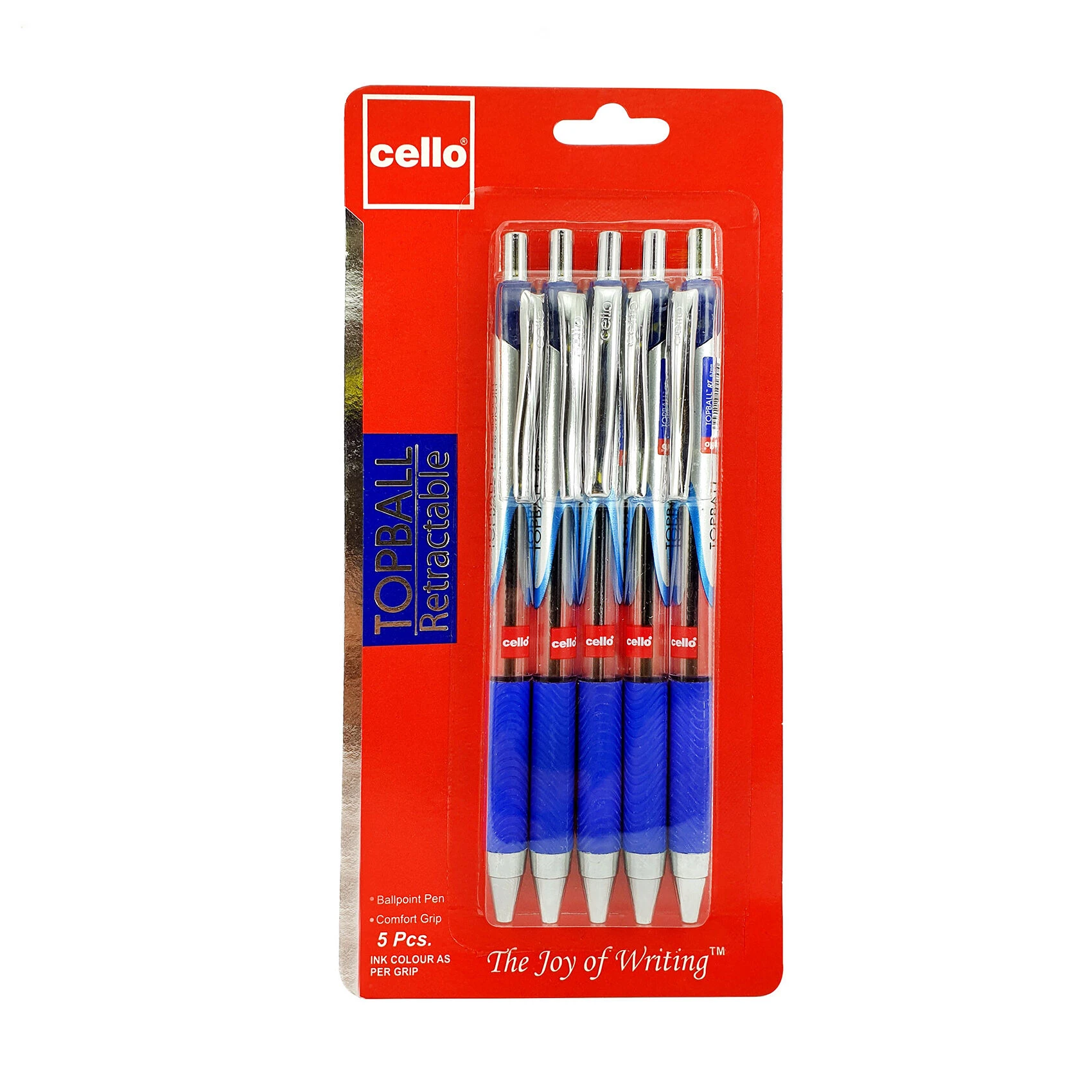 Cello Topball Ball Pen 0.7Mm Blister Of 5 pcs Blue