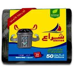 شراع أكياس نفايات سميك أبو ربطة 50 جالون  25 حبة