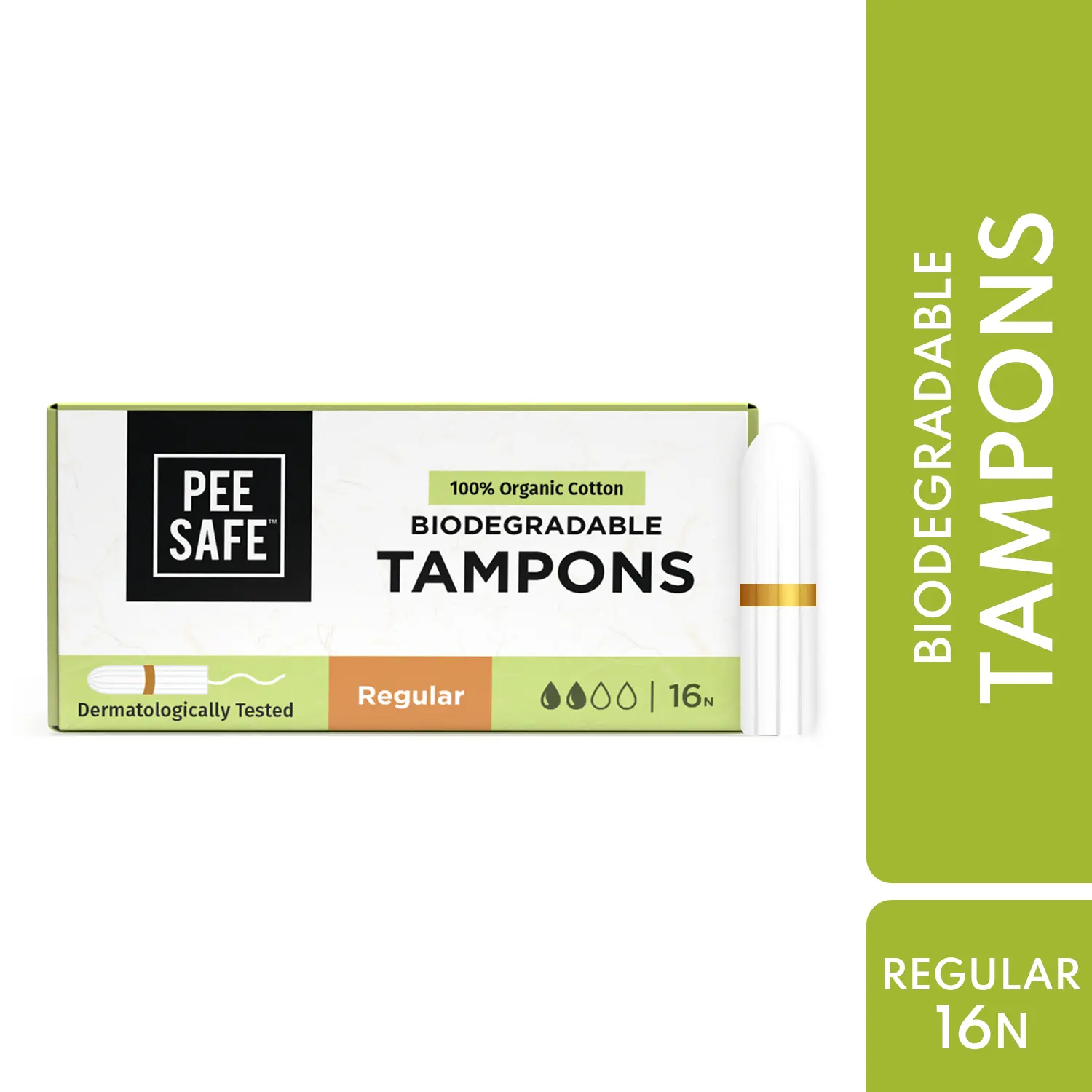 PeeSafe 100% Organic Cotton Tampons Regular Size 16 Tampons - view 6