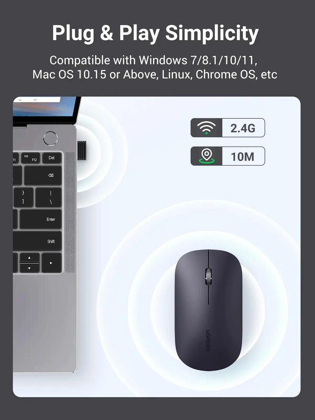 Ugreen Ultra Slim and Portable Wireless Mouse Black - view 4