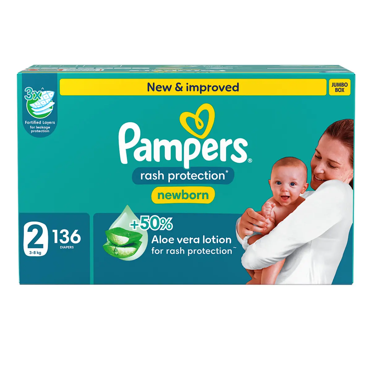 Pampers Rash Protection Taped Diapers Size 2 Aloe Vera Lotion 136 Diapers  - view 10