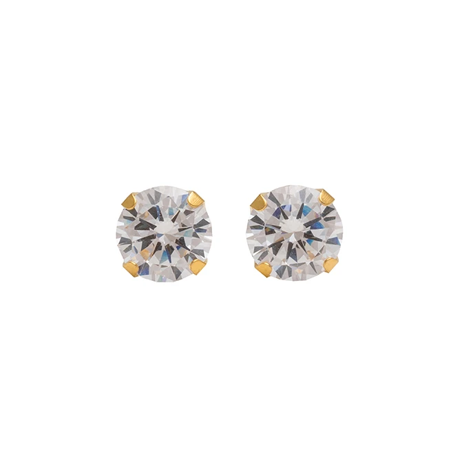 Studex Gold Plated Tif 7mm C/z- Earrings For Sensitive Ears